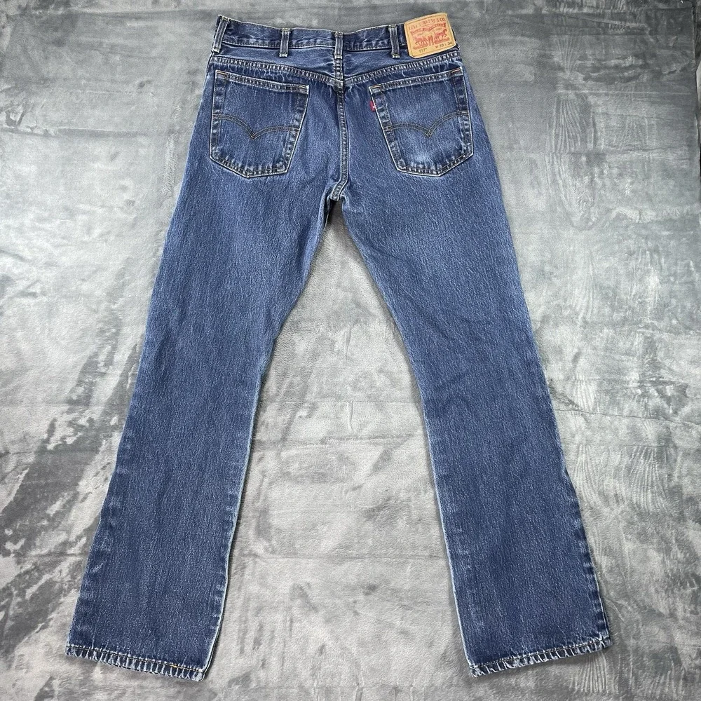 Levis 517 Bootcut Denim Jeans Distressed 33x34 Mens Blue Western Cowboy Rodeo